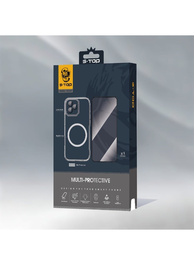 S-TOP iPhone 16 Protection Package 10 IN 1 for all versions. Give your phone effective protection by purchasing the strongest integrated protection package, distinguished by high-precision manufacturing to protect your phone from scratches and shocks. - Image 1